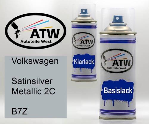 Volkswagen, Satinsilver Metallic 2C, B7Z: 400ml Sprühdose + 400ml Klarlack - Set, von ATW Autoteile West.